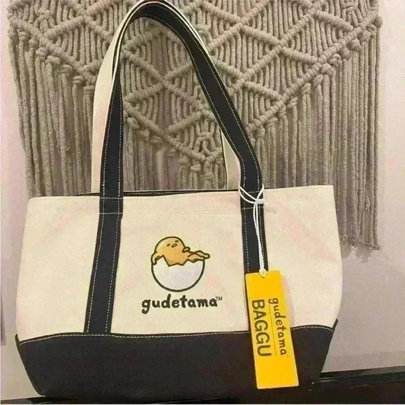 NWT BAGGU X Gudetama small heavyweight canvas tote bag - Picture 6 of 7
